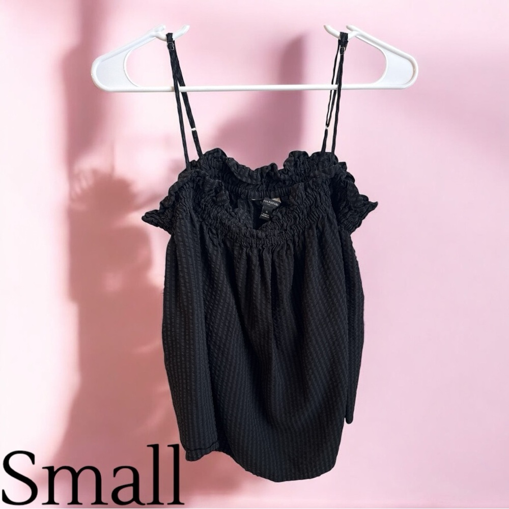 Banana Republic Black Ruffled Smocked Camisole